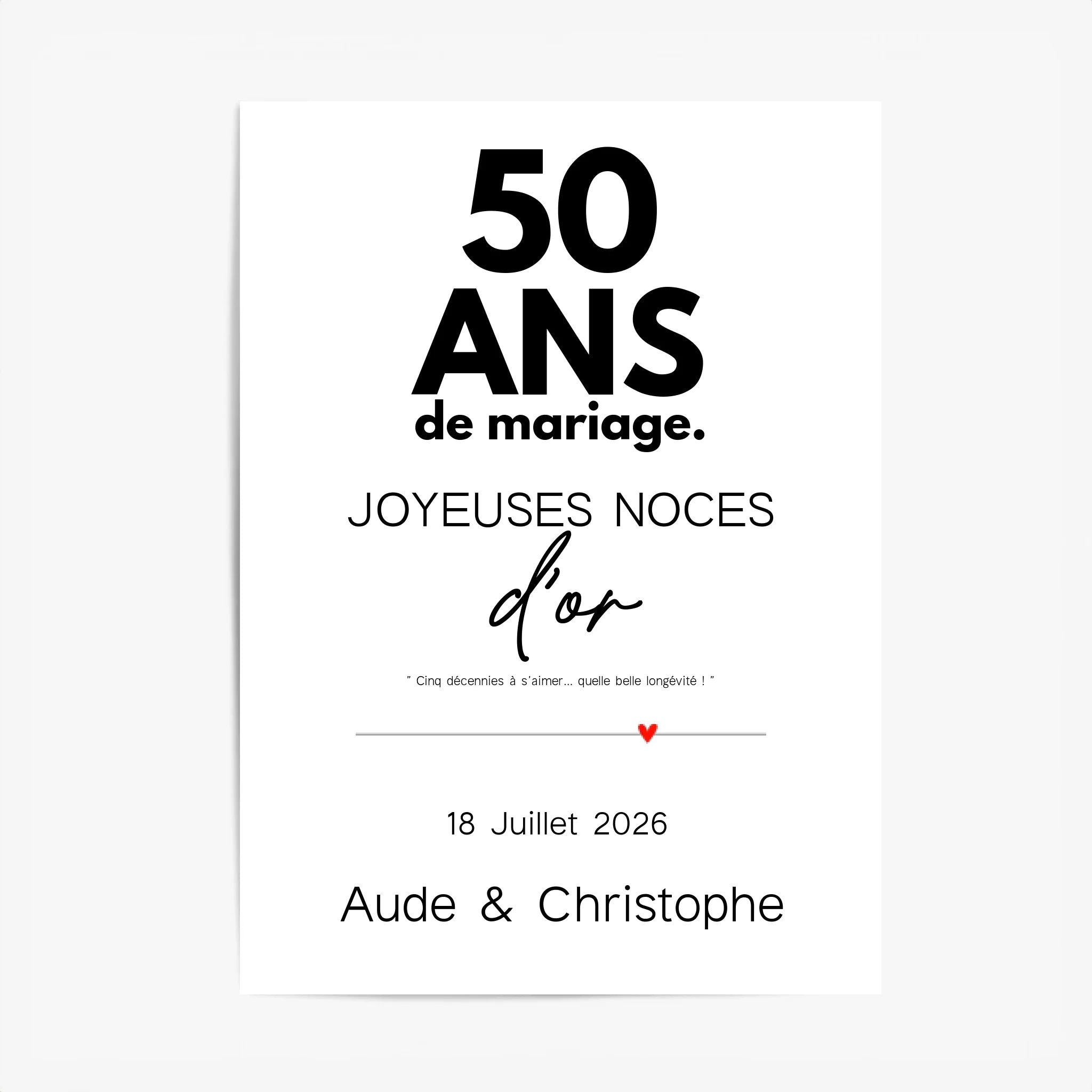 Affiche Personnalisée Noces d'Or