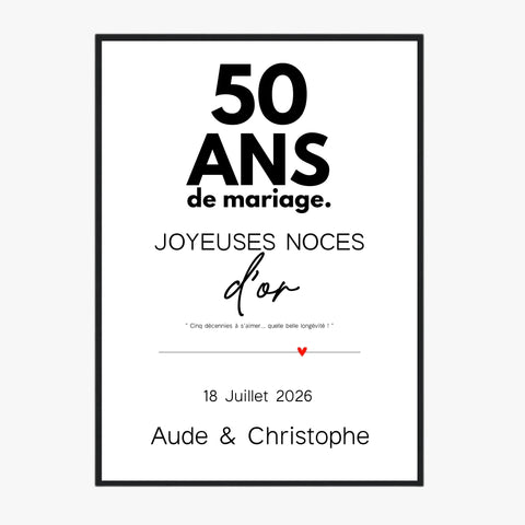 Affiche Personnalisée Noces d'Or
