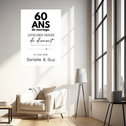 Affiche Personnalisée Noces De Diamant