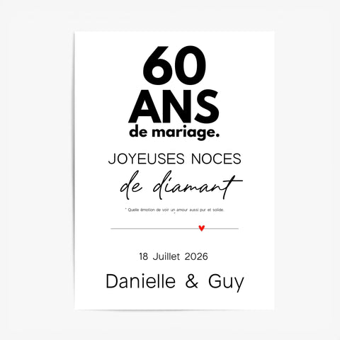 Affiche Personnalisée Noces De Diamant