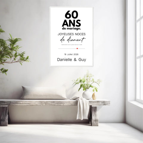 Affiche Personnalisée Noces De Diamant