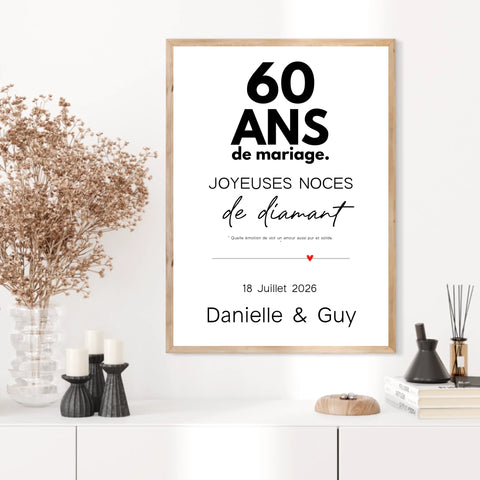 Affiche Personnalisée Noces De Diamant