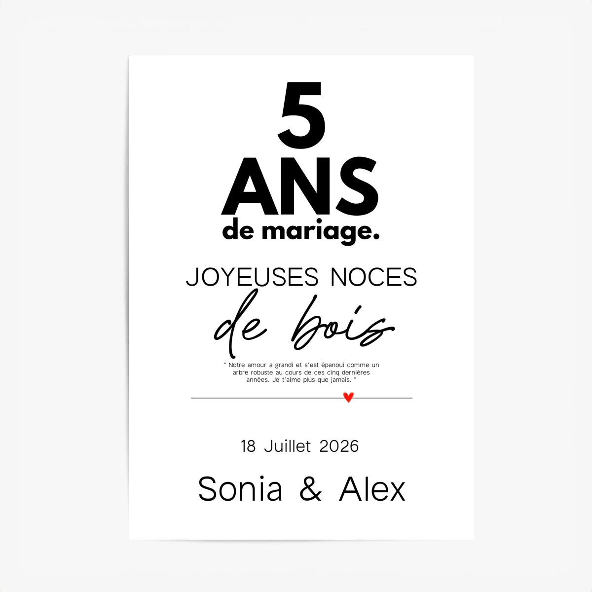 Affiche Personnalisée Noces De Bois