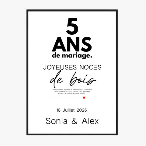 Affiche Personnalisée Noces De Bois