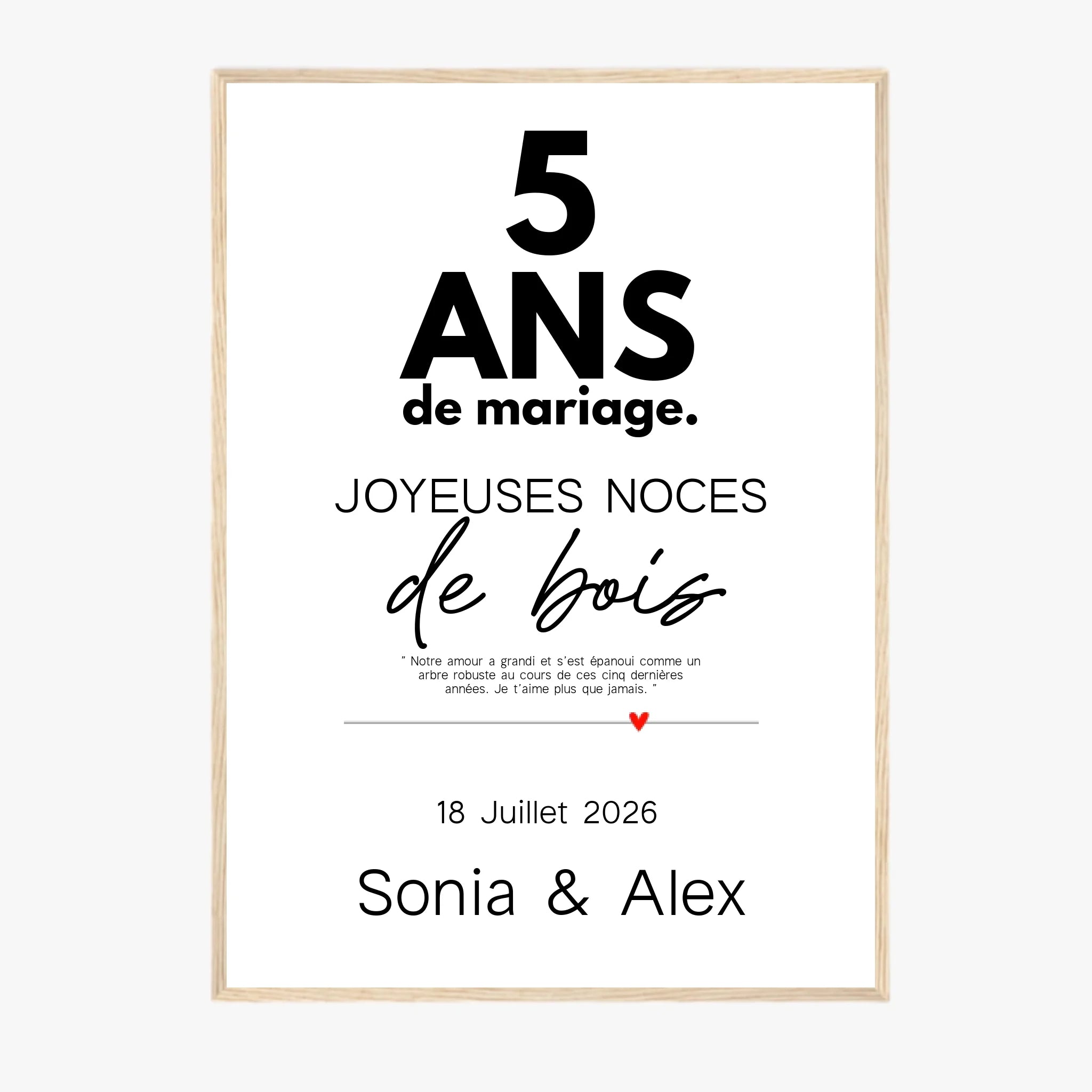 Affiche Personnalisée Noces De Bois