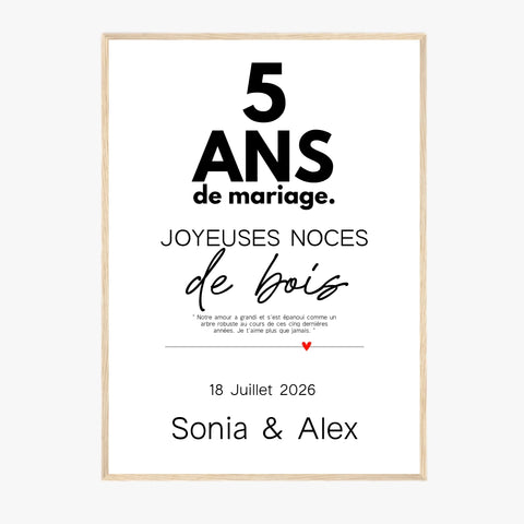 Affiche Personnalisée Noces De Bois