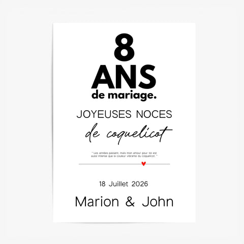 Affiche Personnalisée Noces De Coquelicot