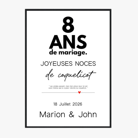 Affiche Personnalisée Noces De Coquelicot