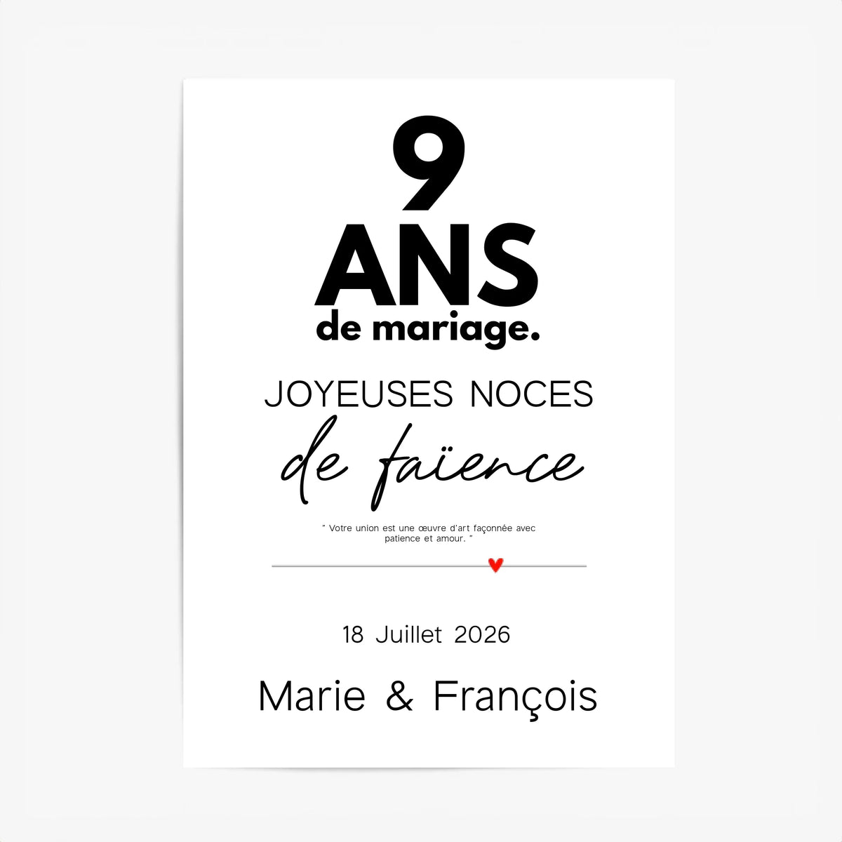 Affiche Personnalisée Noces De Faïence