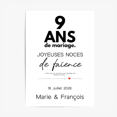 Affiche Personnalisée Noces De Faïence
