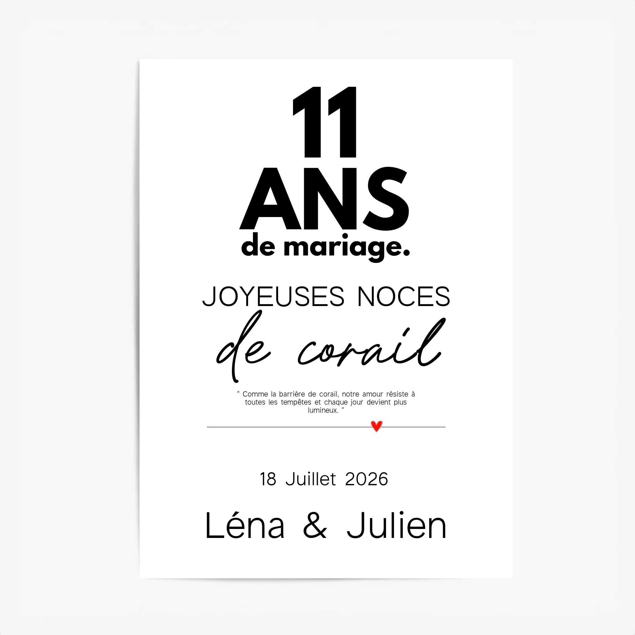 Affiche Personnalisée Noces De Corail