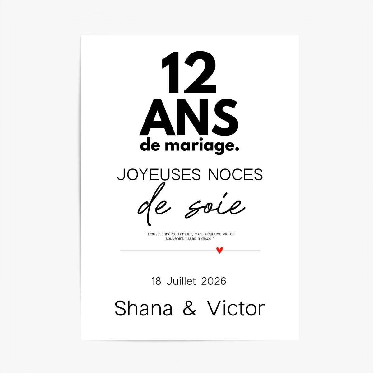 Affiche Personnalisée Noces De Soie