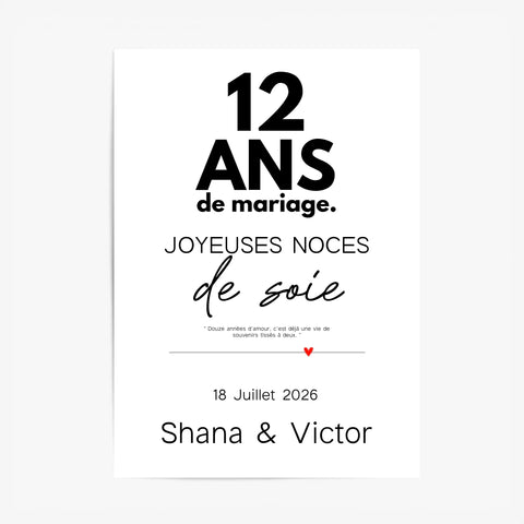 Affiche Personnalisée Noces De Soie
