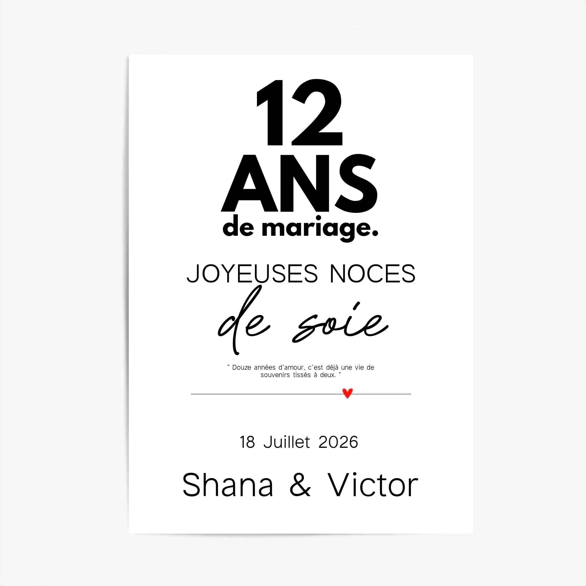 Affiche Personnalisée Noces De Soie