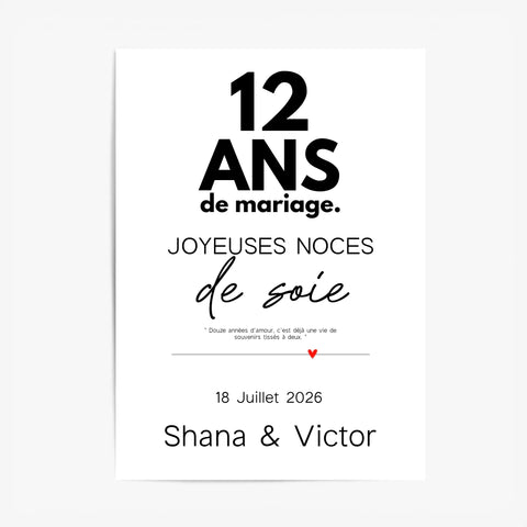 Affiche Personnalisée Noces De Soie