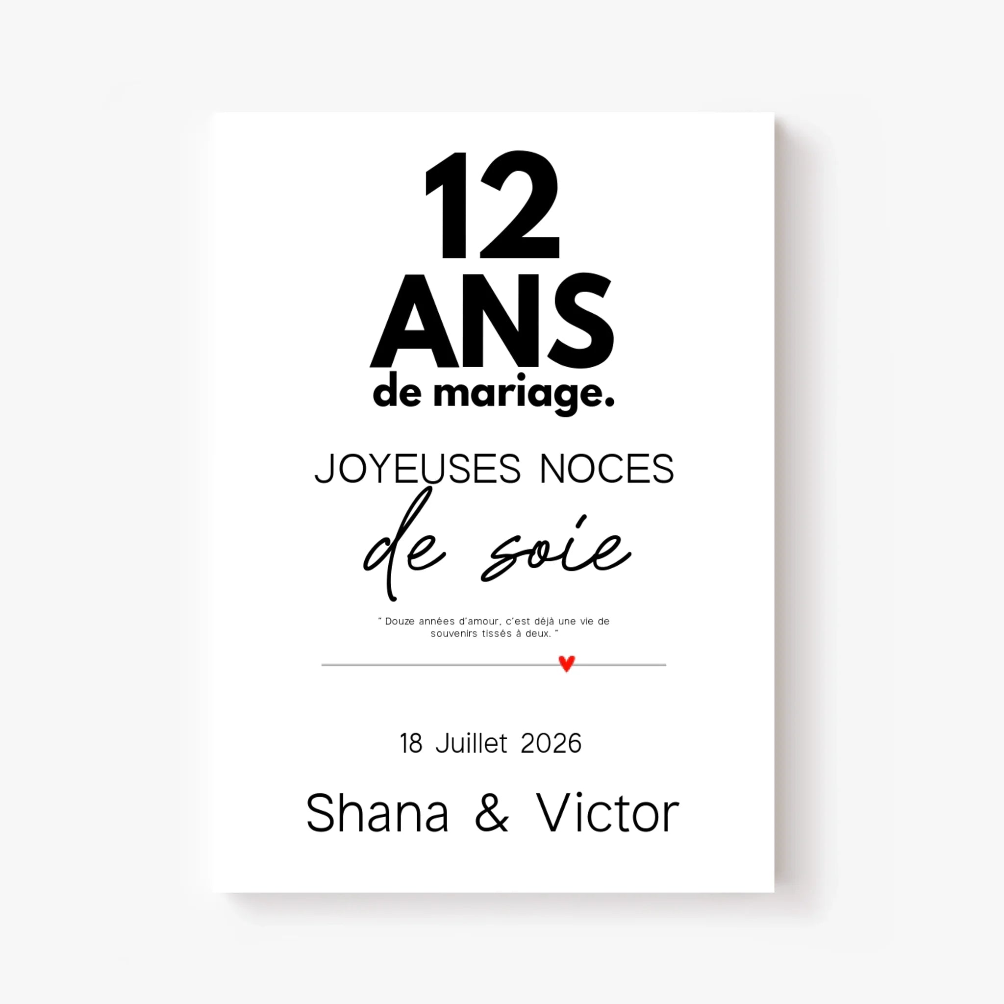 Affiche Personnalisée Noces De Soie