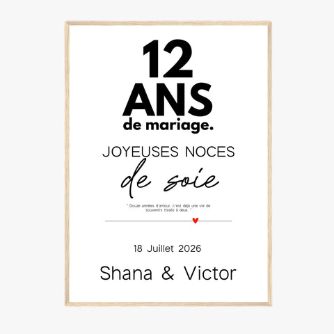 Affiche Personnalisée Noces De Soie