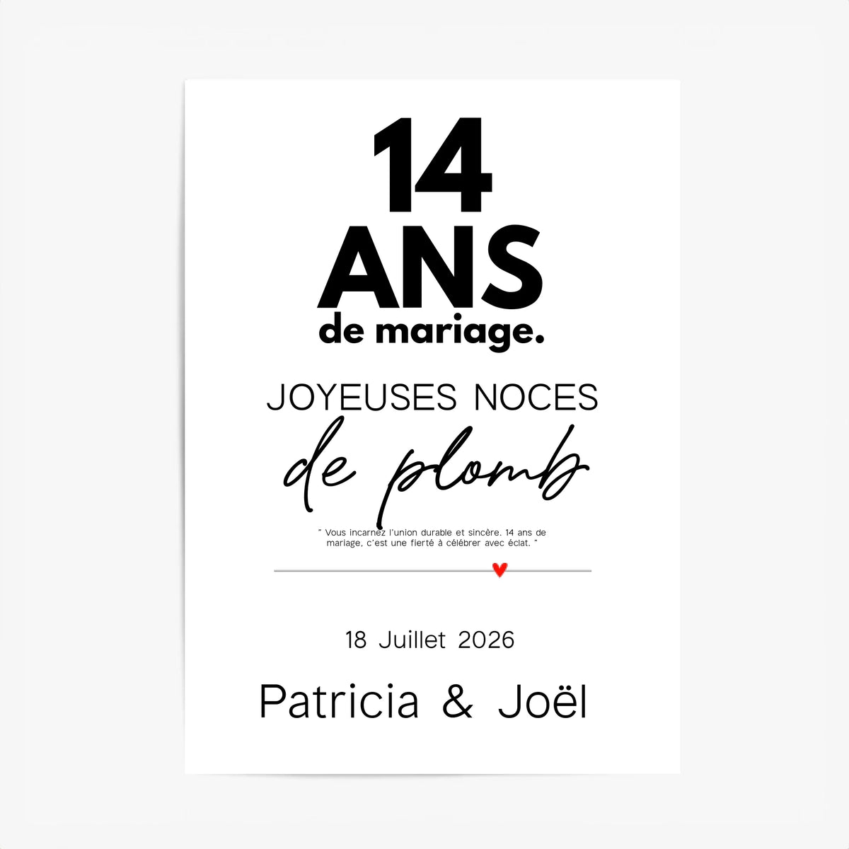 Affiche Personnalisée Noces De Plomb