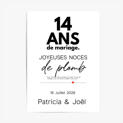 Affiche Personnalisée Noces De Plomb