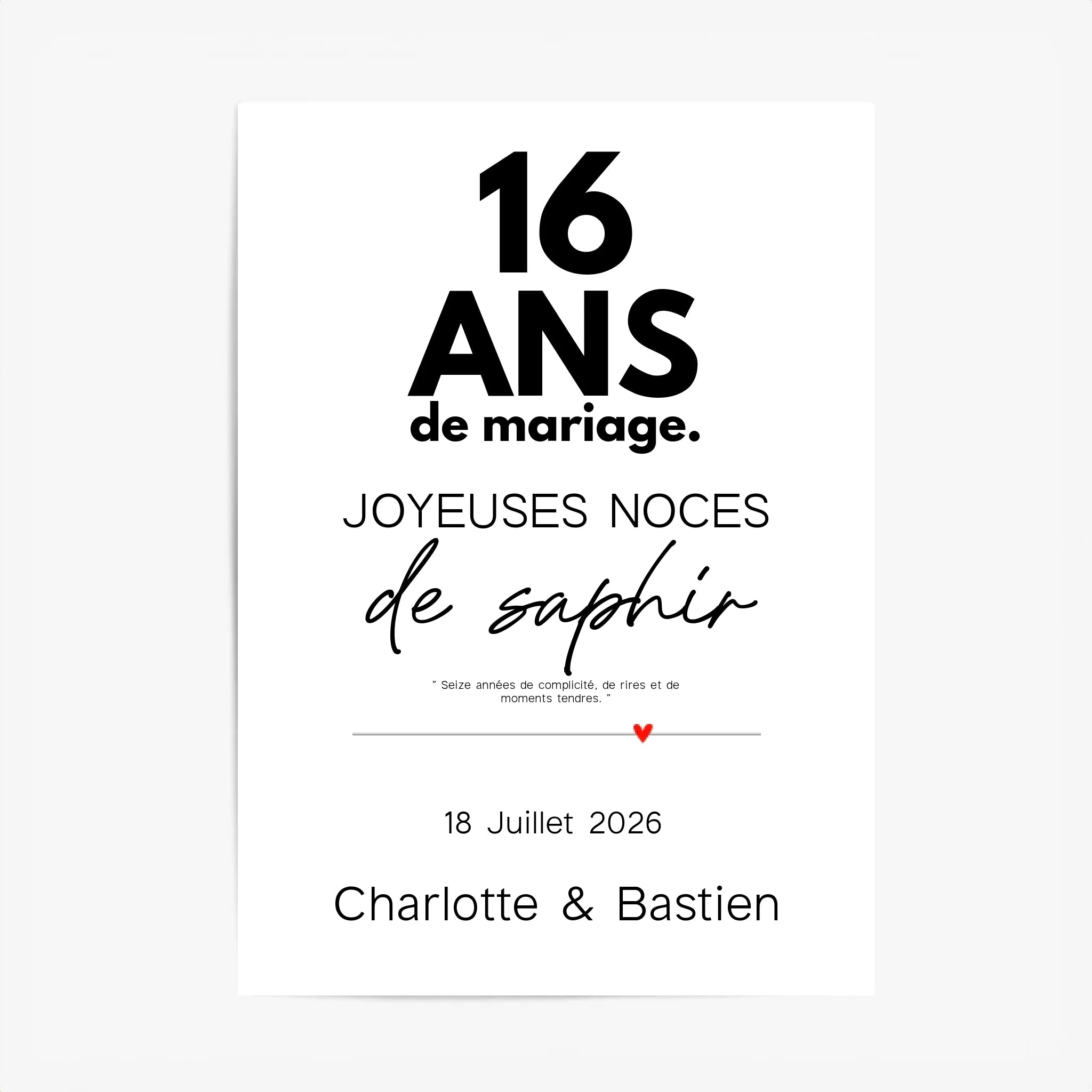 Affiche Personnalisée Noces De Saphir