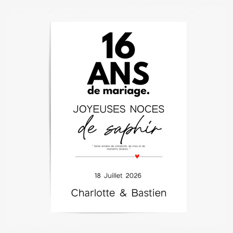 Affiche Personnalisée Noces De Saphir