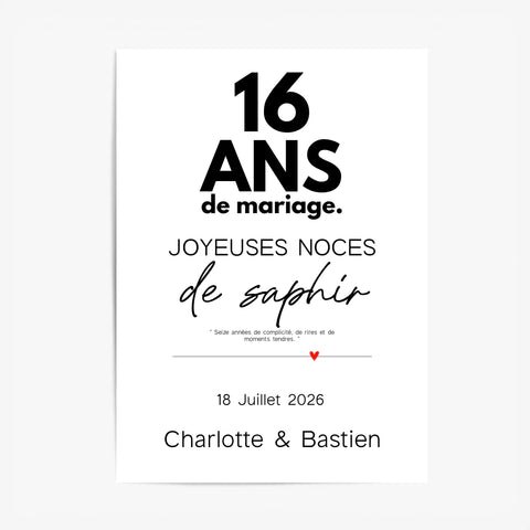 Affiche Personnalisée Noces De Saphir