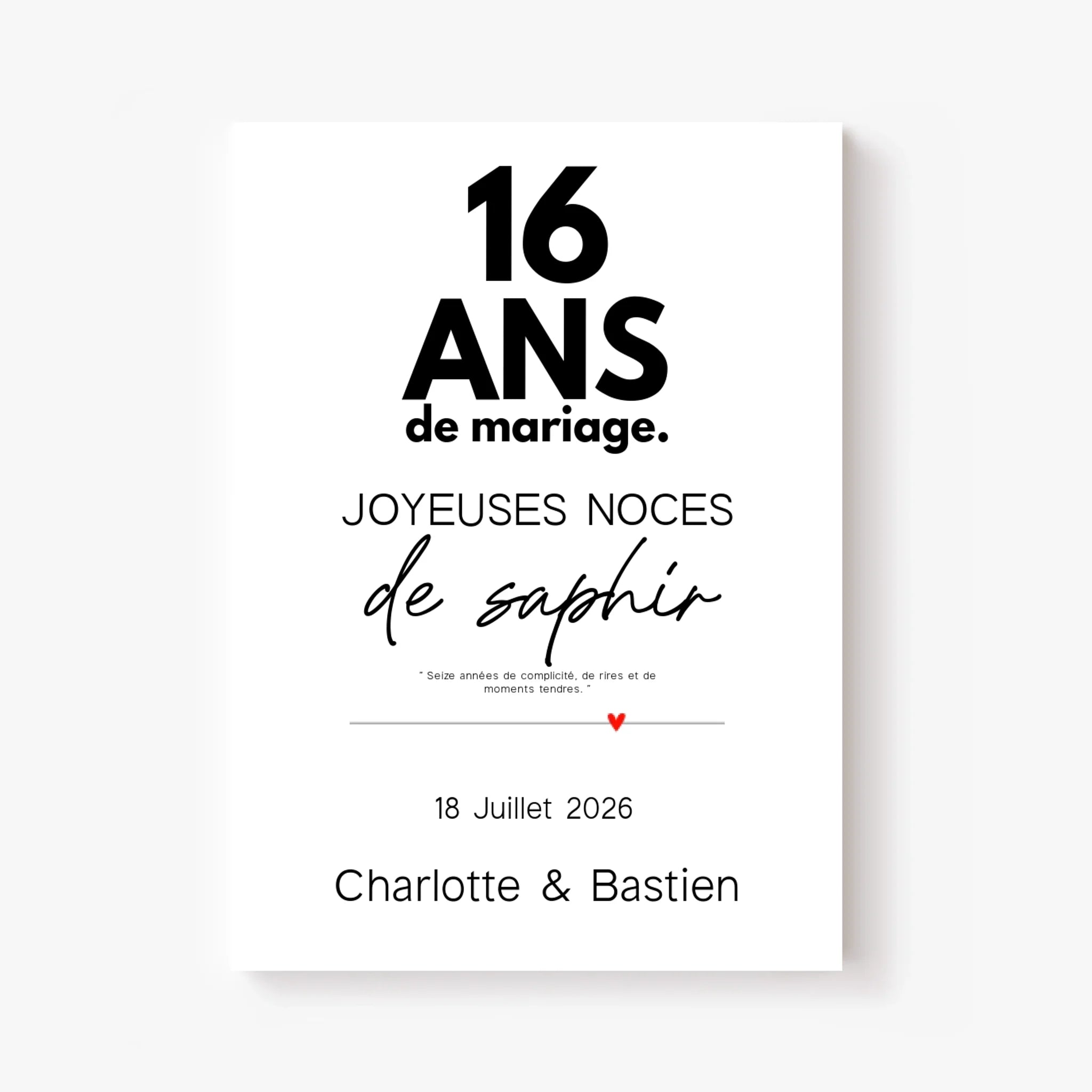 Affiche Personnalisée Noces De Saphir