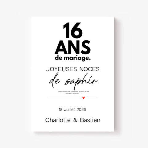Affiche Personnalisée Noces De Saphir