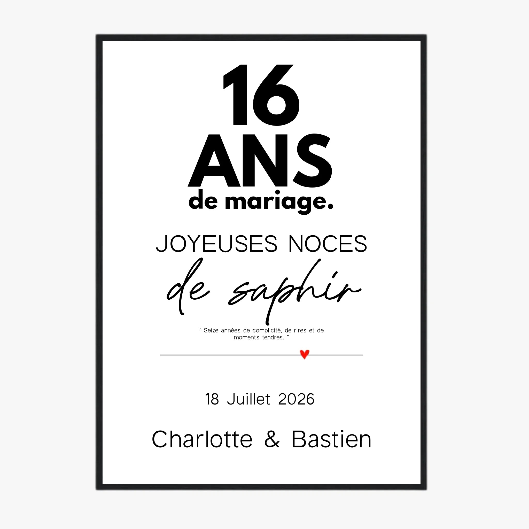 Affiche Personnalisée Noces De Saphir