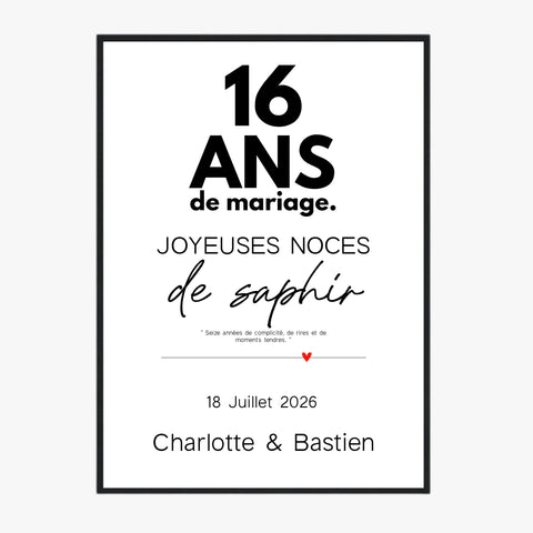 Affiche Personnalisée Noces De Saphir