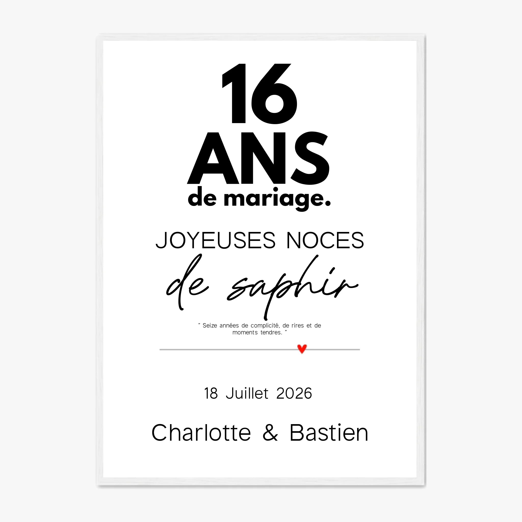 Affiche Personnalisée Noces De Saphir