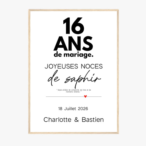 Affiche Personnalisée Noces De Saphir