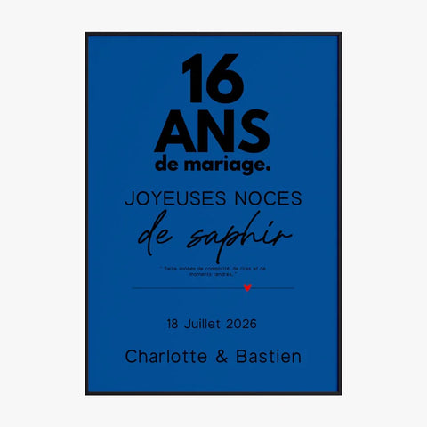 Affiche Personnalisée Noces De Saphir
