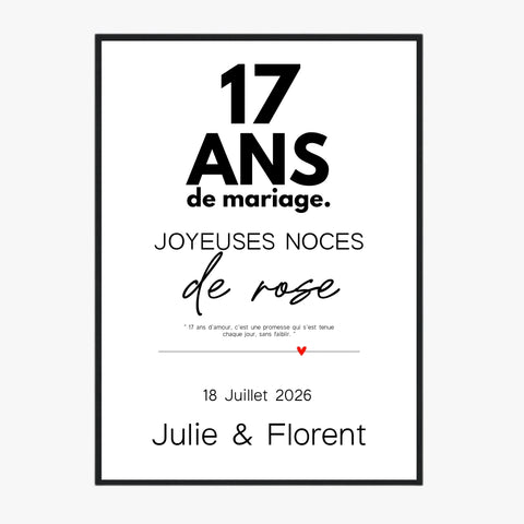 Affiche Personnalisée Noces De Rose