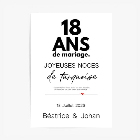 Affiche Personnalisée Noces De Turquoise