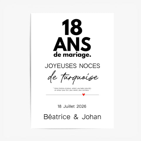 Affiche Personnalisée Noces De Turquoise