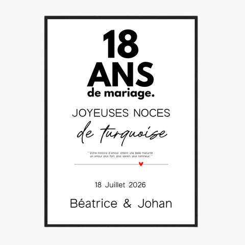 Affiche Personnalisée Noces De Turquoise