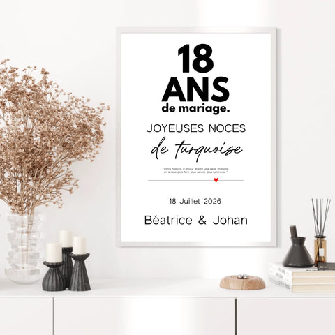 Affiche Personnalisée Noces De Turquoise