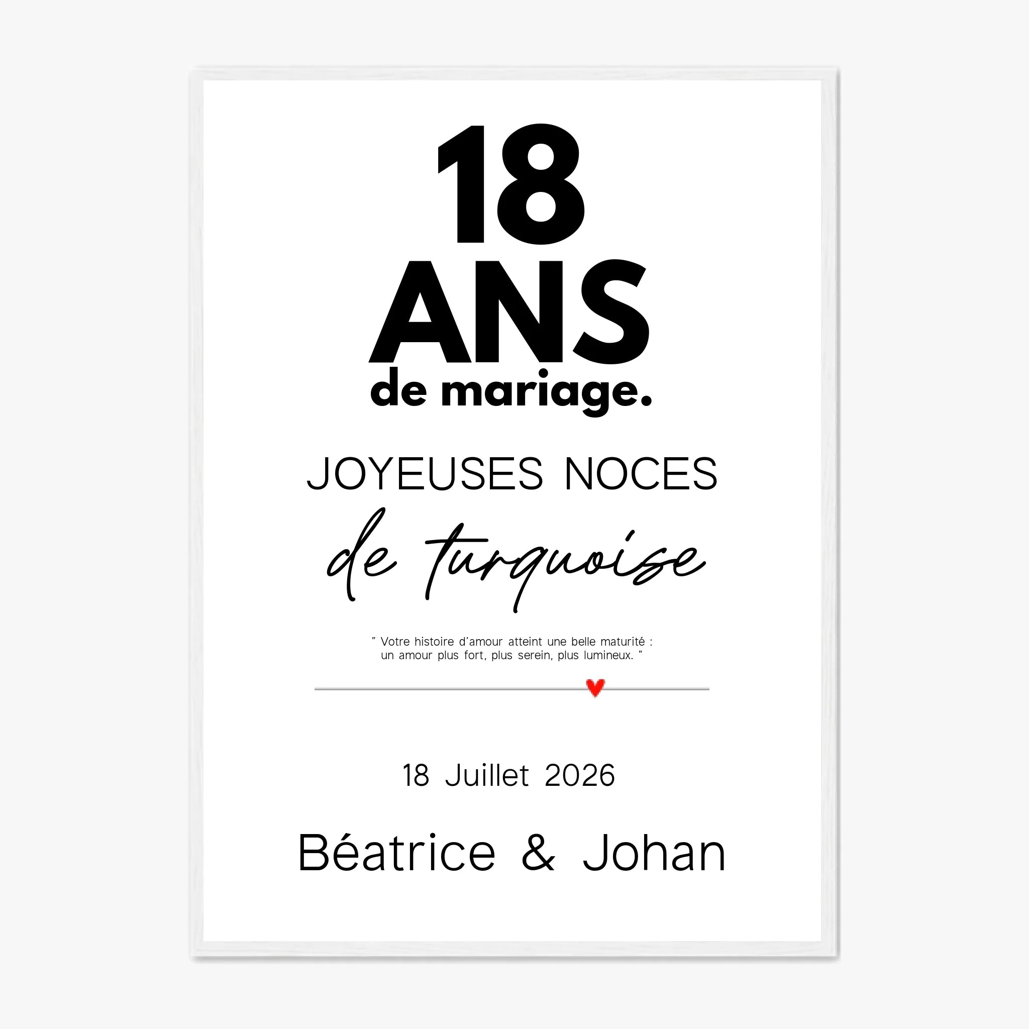 Affiche Personnalisée Noces De Turquoise