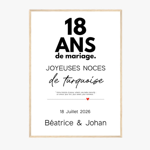 Affiche Personnalisée Noces De Turquoise