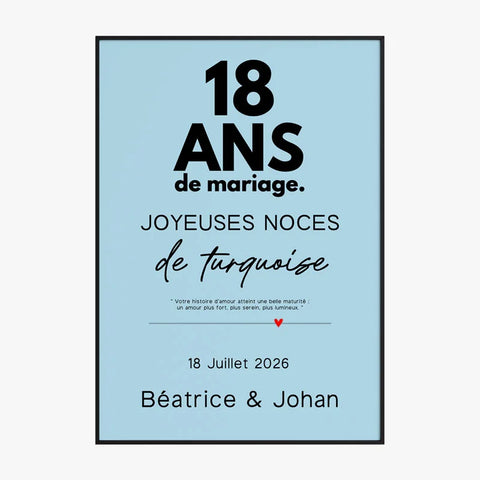 Affiche Personnalisée Noces De Turquoise