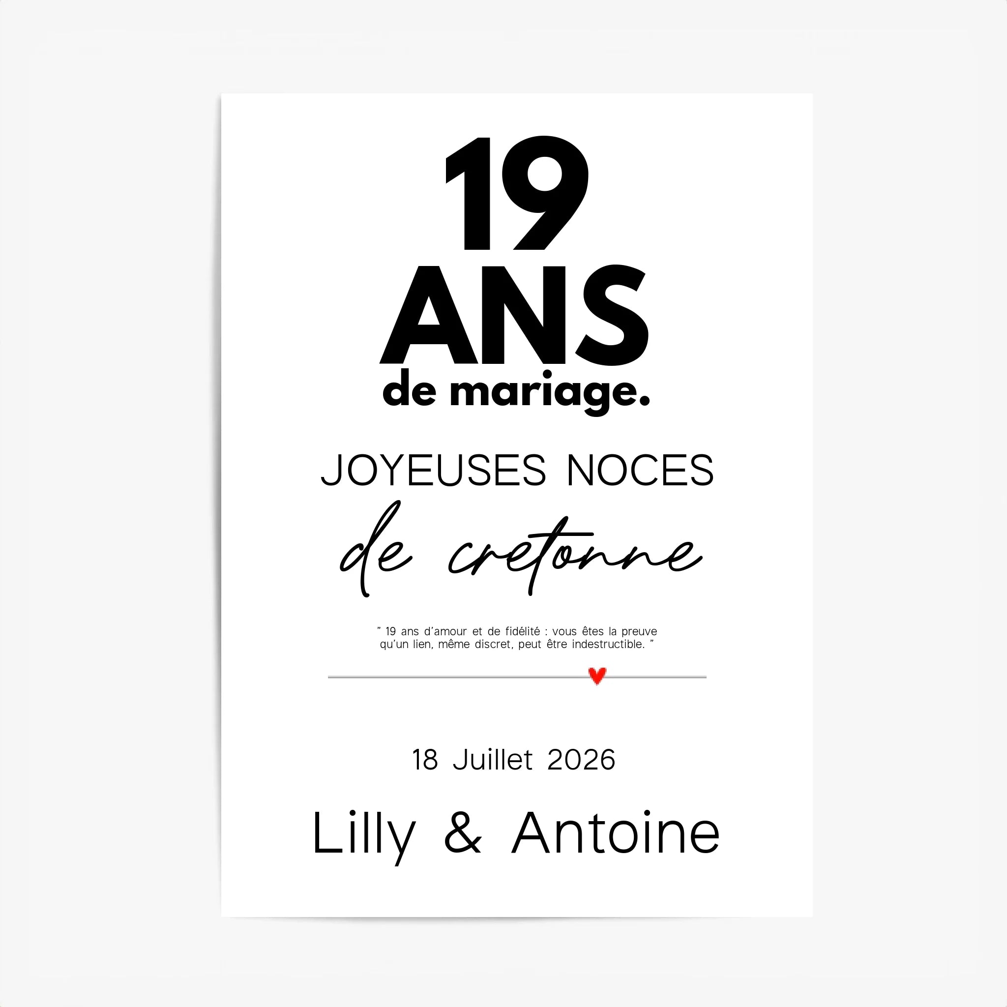 Affiche Personnalisée Noces De Cretonne