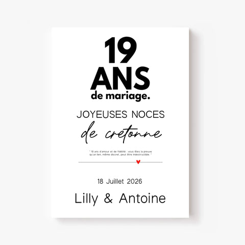 Affiche Personnalisée Noces De Cretonne