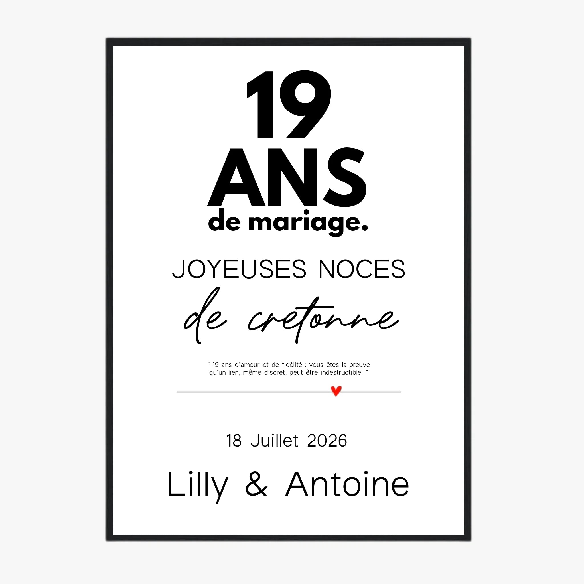 Affiche Personnalisée Noces De Cretonne