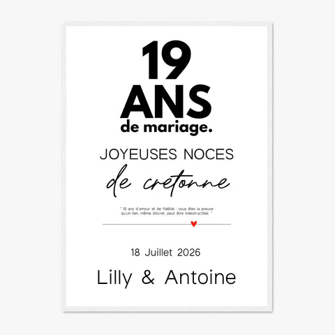 Affiche Personnalisée Noces De Cretonne