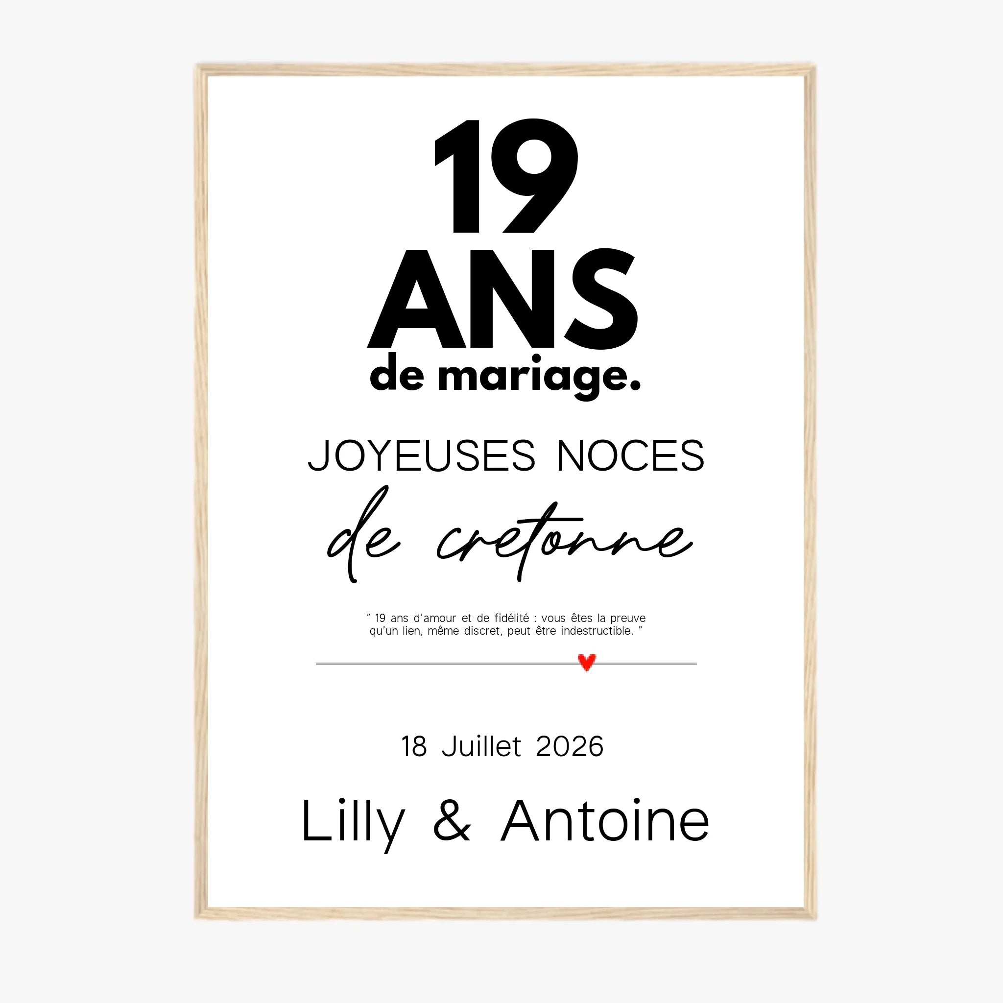 Affiche Personnalisée Noces De Cretonne