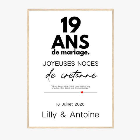 Affiche Personnalisée Noces De Cretonne