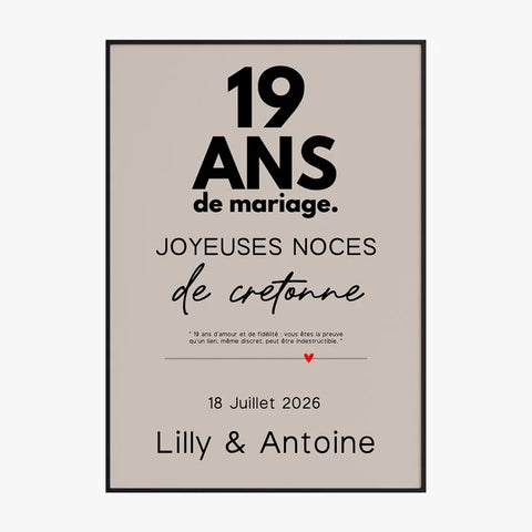 Affiche Personnalisée Noces De Cretonne