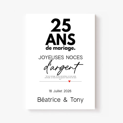 Affiche Personnalisée Noces D'Argent