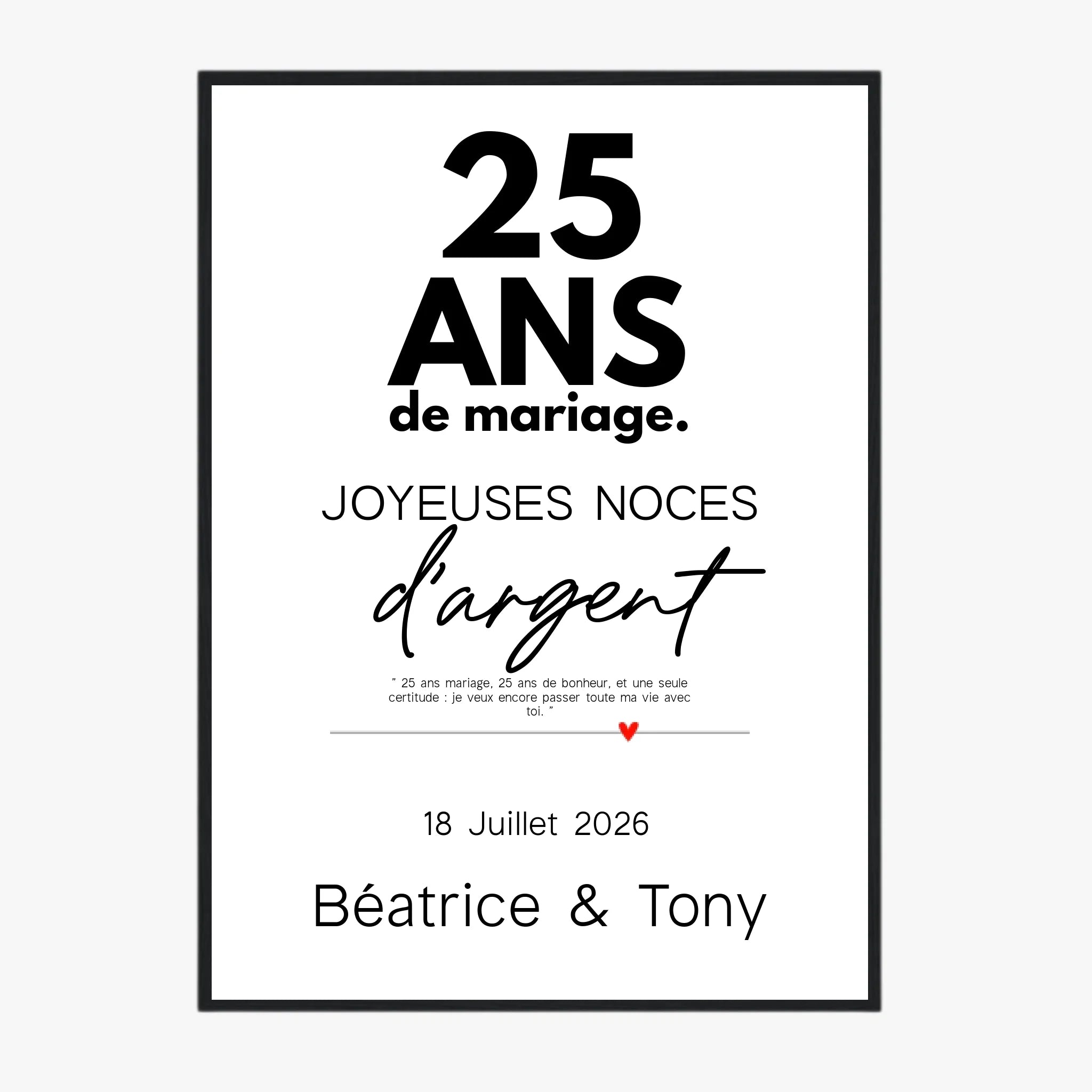 Affiche Personnalisée Noces D'Argent